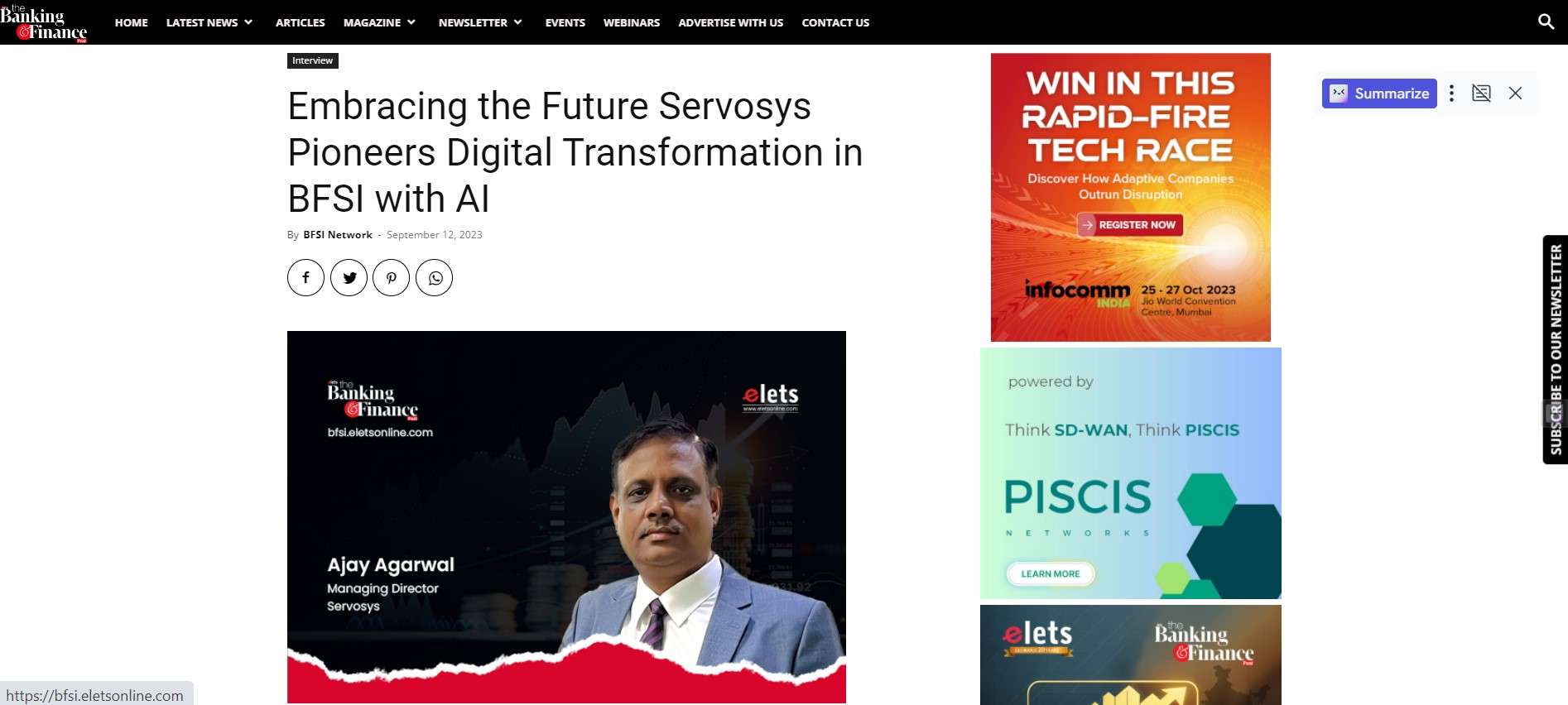 Embracing the Future Servosys Pioneers Digital Transformation in BFSI with AI