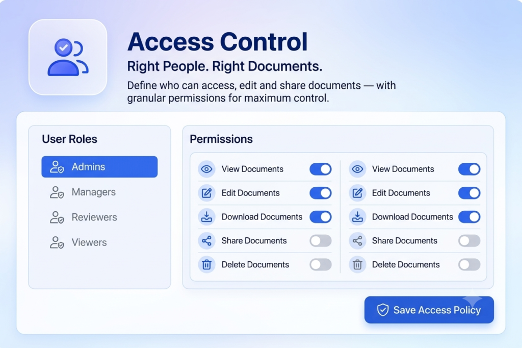 role based access control in servodocs dms